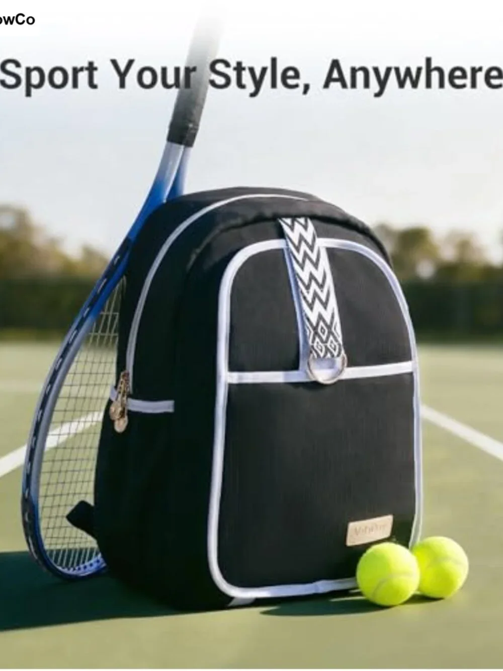 Quilted Tennis Backpack for Women Ultra-Light Racket Bag with Wet Pocket